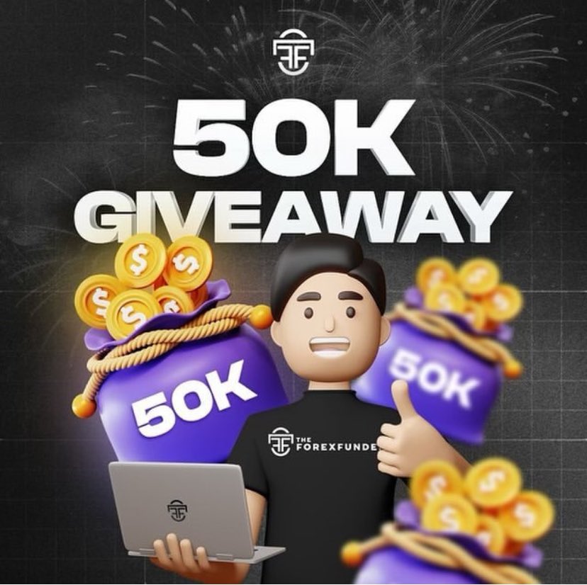 1x50K ACCOUNT GIVEAWAY 🎁 🎁.
RULES TO ENTER 👀 

-Follow @TheForexFunder 💙 

-Like & retweet 🌟 

-Tag 3 friends 🧍

 •join our telegram t.me/TheForexFunder…
 
Winners will be announced in 180Mins ⏰⏰