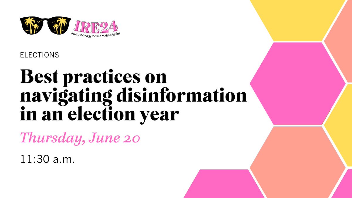 Journalists face significant threats online, especially in the lead up to the elections. At #IRE24, experts will teach you tools and practices to defend against online abuse and disinformation campaigns. schedules.ire.org/ire-2024/index…