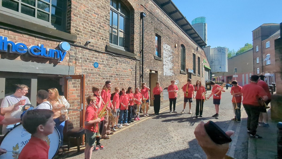 Play at @thecluny ✅ Congratulations to the young people from @TrustDurham who performed with @DiluteyJuice today as part of Redhills Youth Band x Marrapalooza. A glorious day in Ouseburn so they took the brass to the street!.... They've got that 🔥