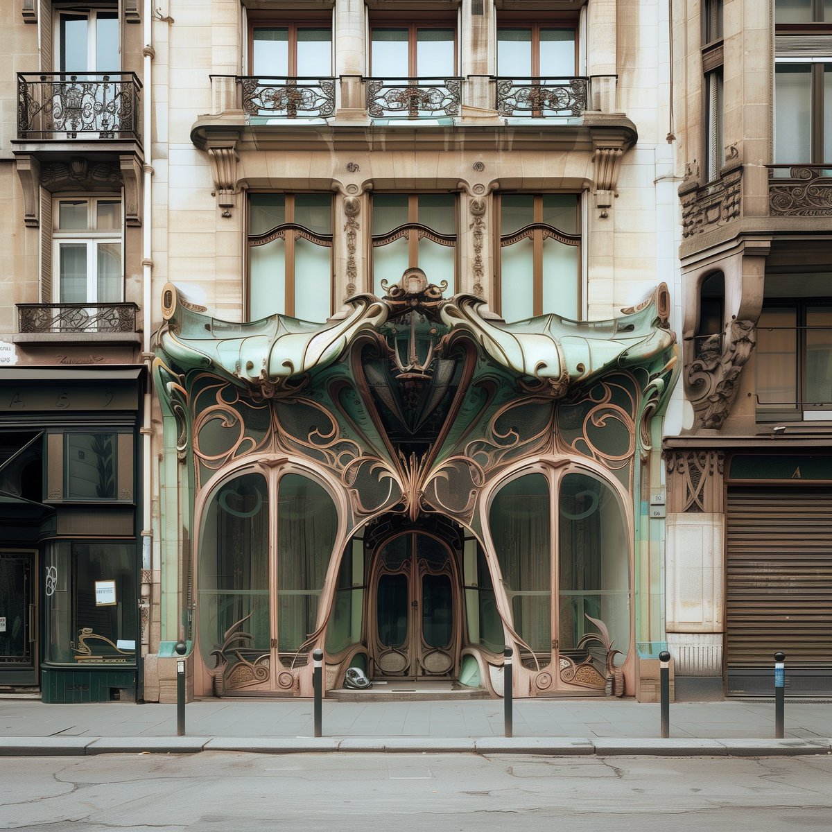 I'm seeing bats in this one, what about you? Dracula's hairdresser? Little Shop of Errors #ai #artnouveau
