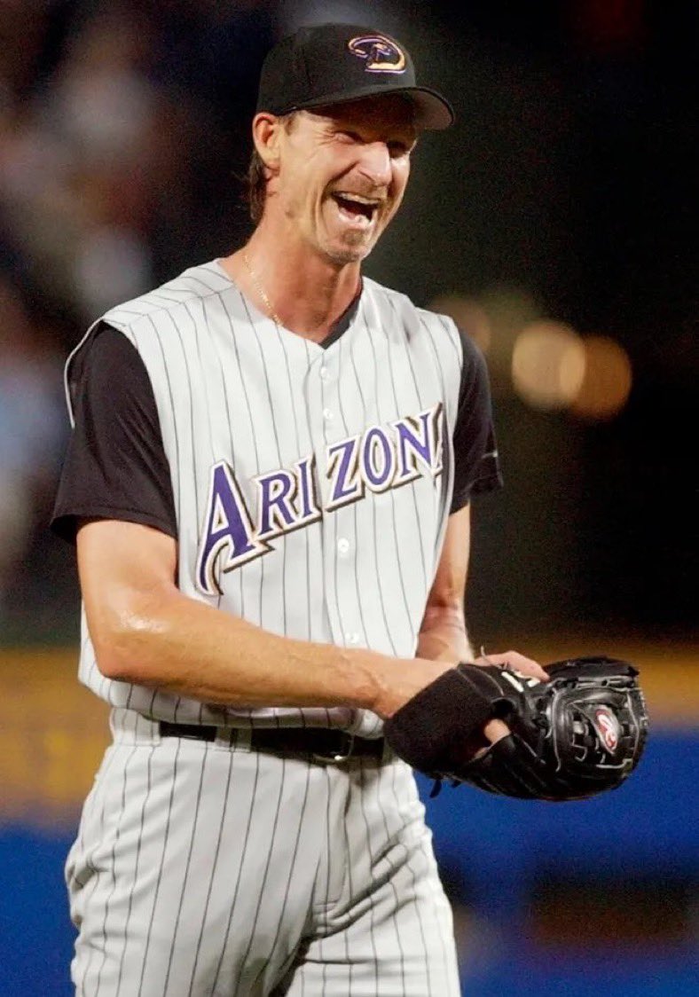 5/18/2004: On this date in 2004, Randy Johnson of the Arizona #Dbacks threw the 17th perfect game in MLB history, beating the #Braves 2-0 at Turner Field in Atlanta.  At age 40, The Big Unit became the oldest pitcher in MLB history to throw a perfect game. #MLB #OTD #BaseballOTD