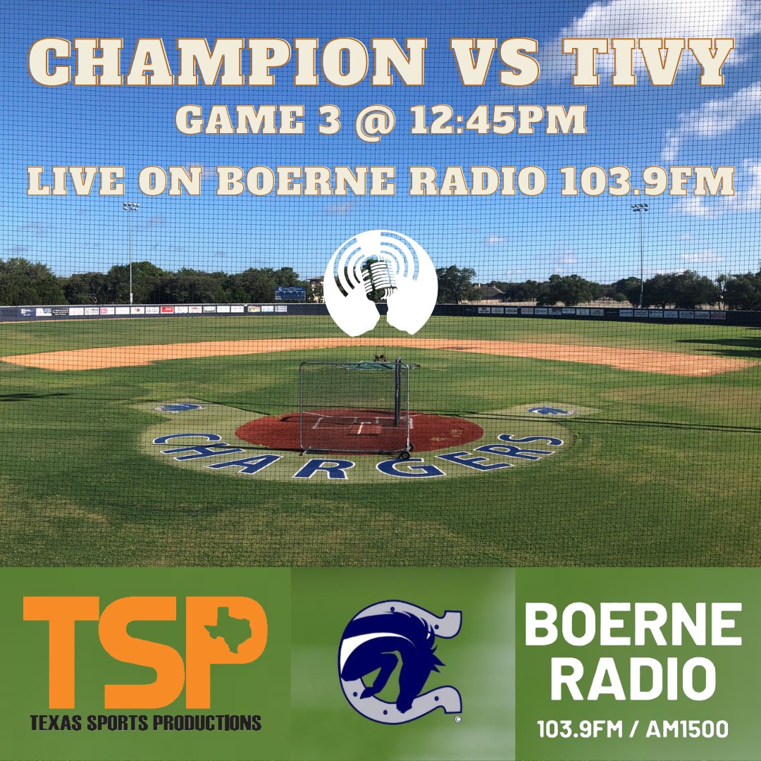 LETS GO GET IT CHAMPION CHARGERS! LISTEN ON @BoerneRadio 103.9FM - @BoerneISD @ChampionSBall @LeechStan @SamChampionHS