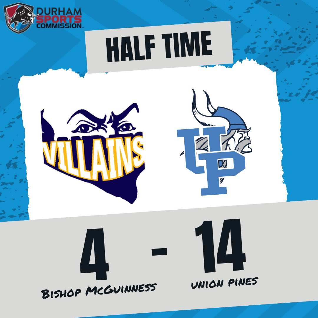 Halftime in Durham and the Vikings of @UnionPinesHs lead @BMHSVillains.