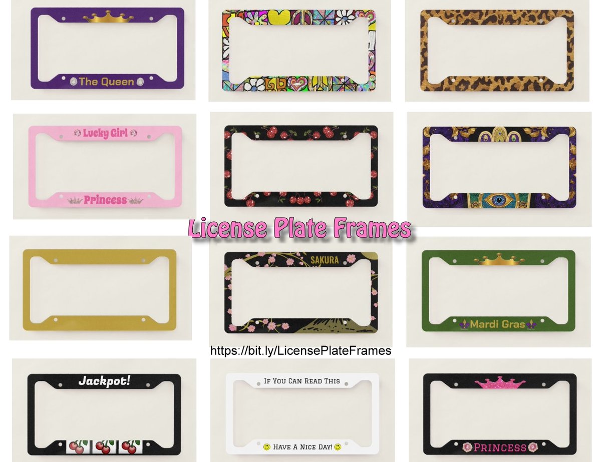 🚗🌸☠️🍒👑🍒☠️🌸🚗 #LicensePlate Frame Holders A license plate frame is an inexpensive, yet noticeable accessory that showcases your individuality. #automotive #accessories #shoppingonline #giftideas #gifts #onlineshopping #smallbiz #SmallBusiness bit.ly/LicensePlateFr…