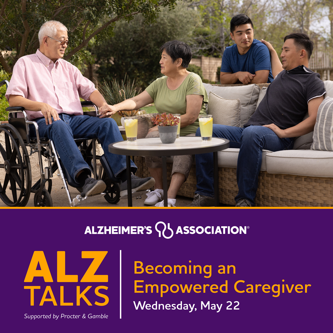 Join us on May 22 at 11 a.m. ET/10 a.m. CT for ALZ Talks: Becoming an Empowered Caregiver, and get tips on navigating the responsibilities of caring for someone living with dementia. Register now: bit.ly/4bERpeu. #ENDALZ