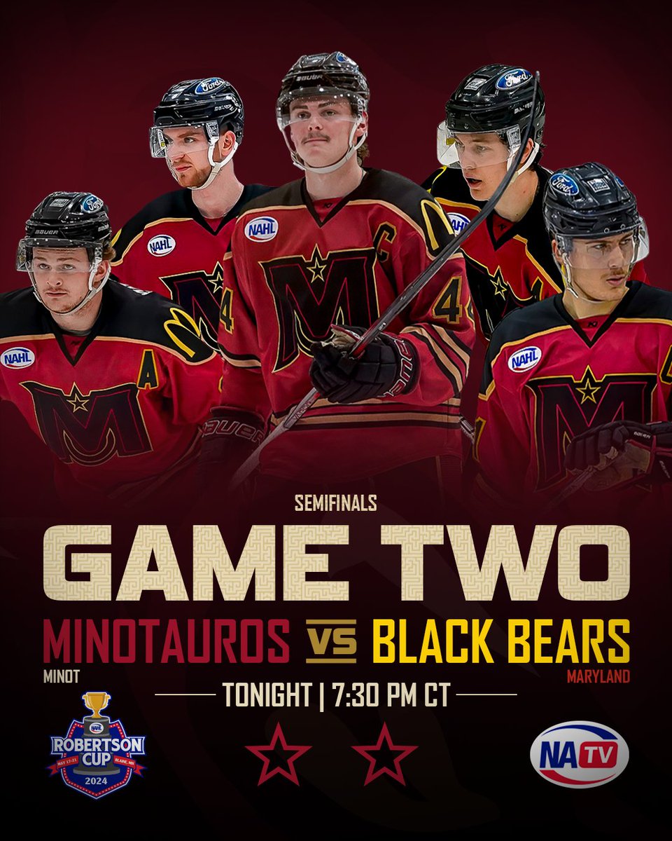 PLAYOFF GAMEDAY!!! Do or die time in Blaine, your Tauros are down 1-0 in the best of three Robertson Cup Semifinal. The Farmers Union Pregame Show is scheduled for 7:15 for a 7:30 puck drop on the Minotauros Network. #ChargeAhead #MakeTheMythALegend