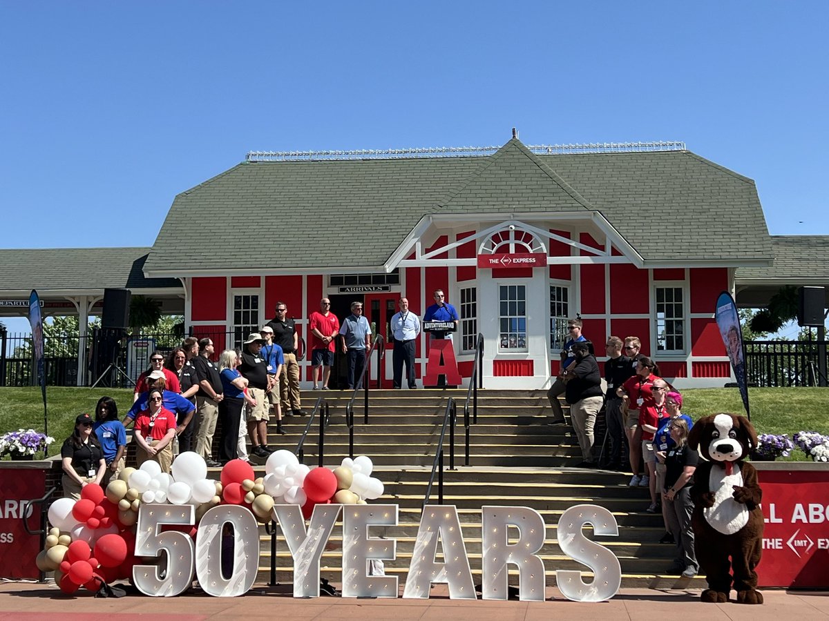 Iowa Lt. Governor Adam Gregg honoring Adventureland’s 50th with a special certificate.
