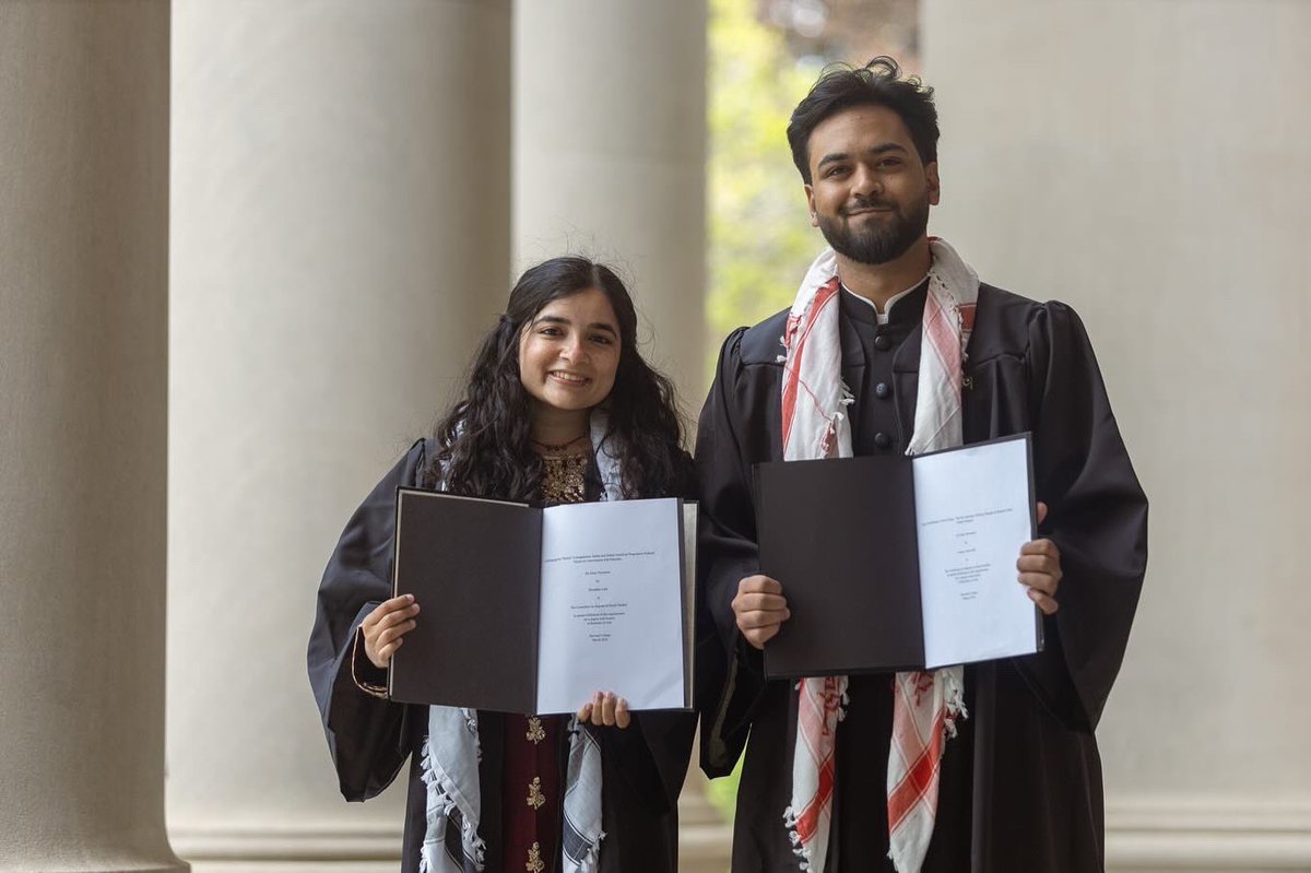 Took graduation photos a year in advance. (As of last evening, Harvard is withholding mine and @shraddha_joshi1's degrees until May of 2025, alongside 10 other graduating seniors. Look up 'Palestine exception to free speech' for more info.) x.com/harvxrdpsc/sta…