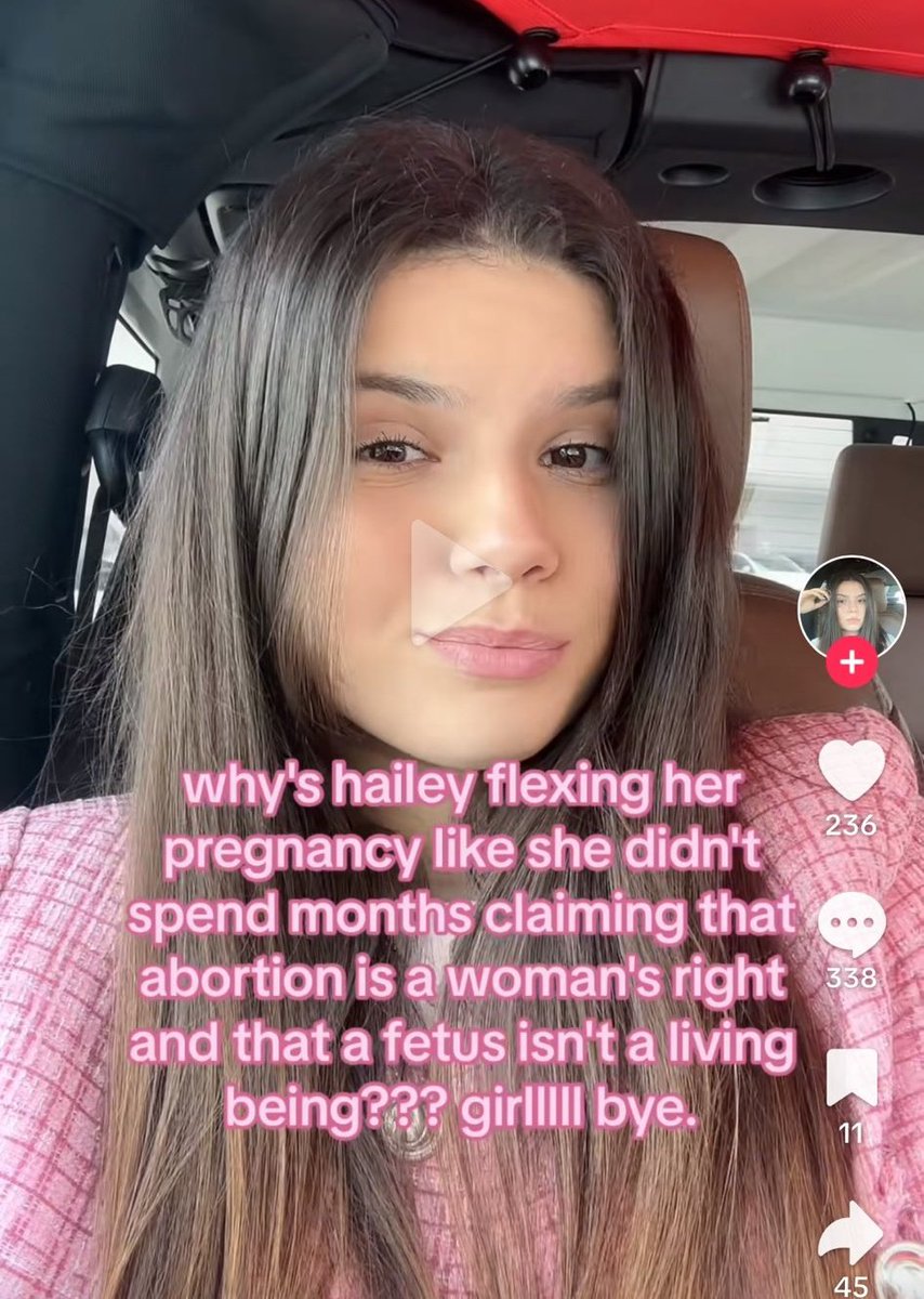 And Hailey spilled abortion is a woman's right and so is having a baby so she can do what tf she wants