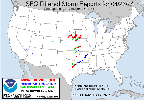 Tuesday looks somewhat similar to set-up on April 26. Close off UL Tue a tad farther to the north and slightly east. I included the SPC reports from April 26 as reference.