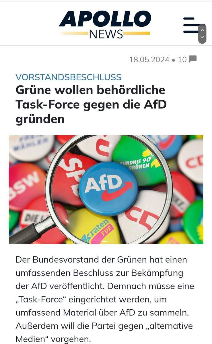 Dann gründe ich eine 'Task-Force' gegen die Grünen.