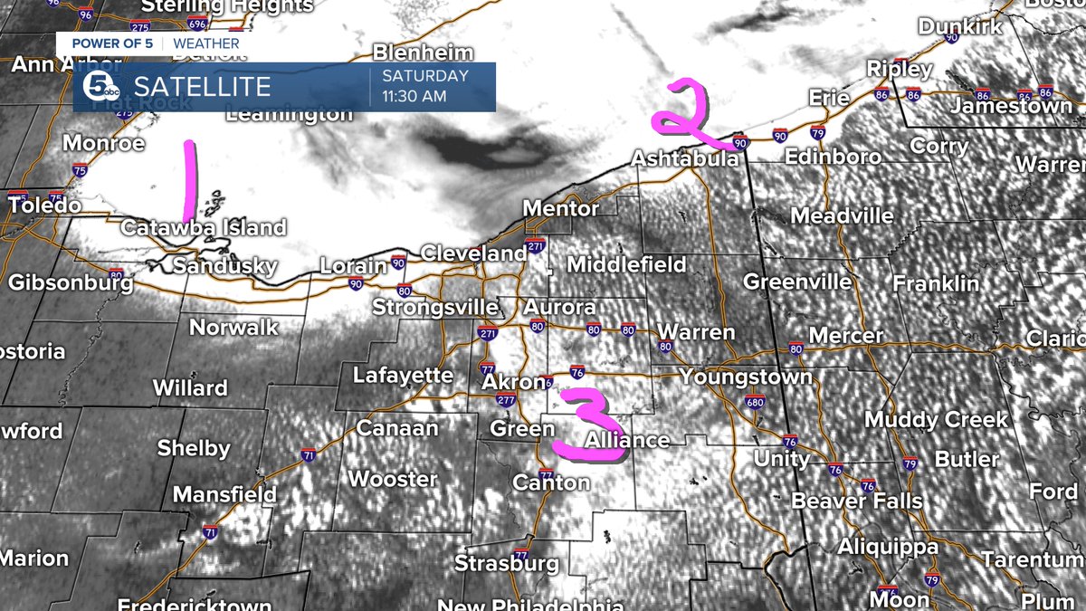 Clouds/fog have cleared for many communities, but there are 3 areas where clouds are hanging around. The thickest clouds/lingering fog will be remain over the lake & lakeshore communities . Elsewhere looks to clear nicely today! Spotty storms are possible this afternoon/evening.