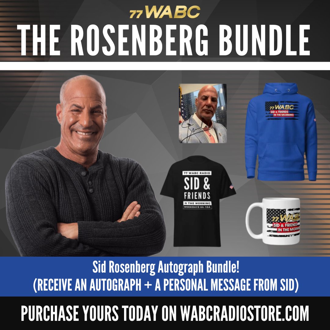 Hey now! Get your very own Rosenberg Bundle! This is a perfect gift! In the bundle you'll receive a shirt, sweatshirt, mug, autograph and personal message from Sid! Purchase yours here: wabcradiostore.com/products/sid-r…