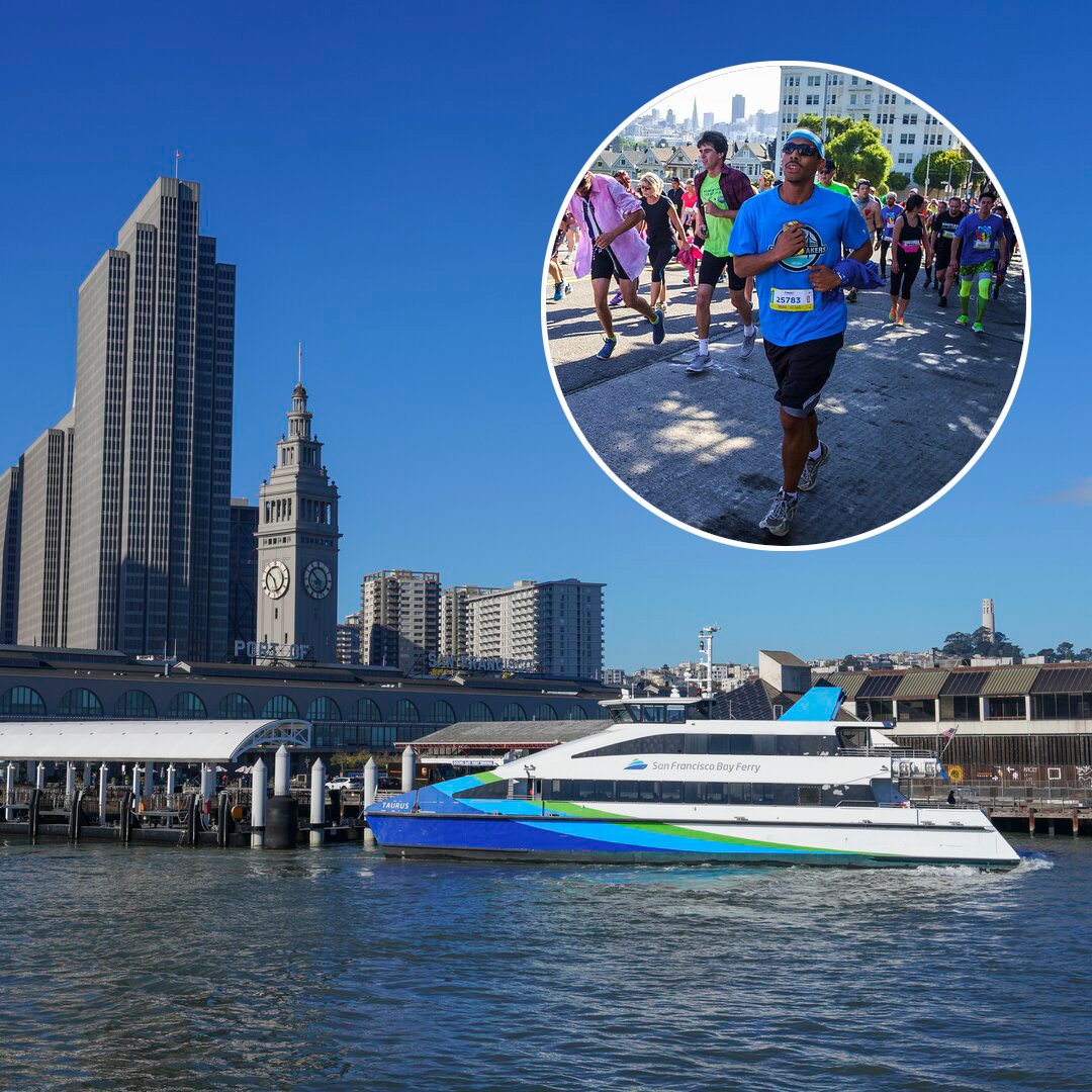 Running, dancing or jogging #baytobreakers tomorrow? Take the ferry after the race for a smooth ride home. Routes and schedules: sfbf.mobi/routes