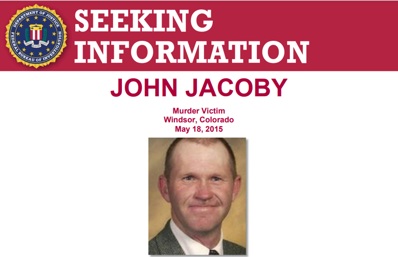 On May 18, 2015 John Jacoby was riding his bike north of the town of Windsor, CO, when he was shot and killed by an unknown assailant. The #FBI offers a reward of up to $50,000 for info leading to the arrest and conviction of the individual(s) responsible: fbi.gov/wanted/seeking…