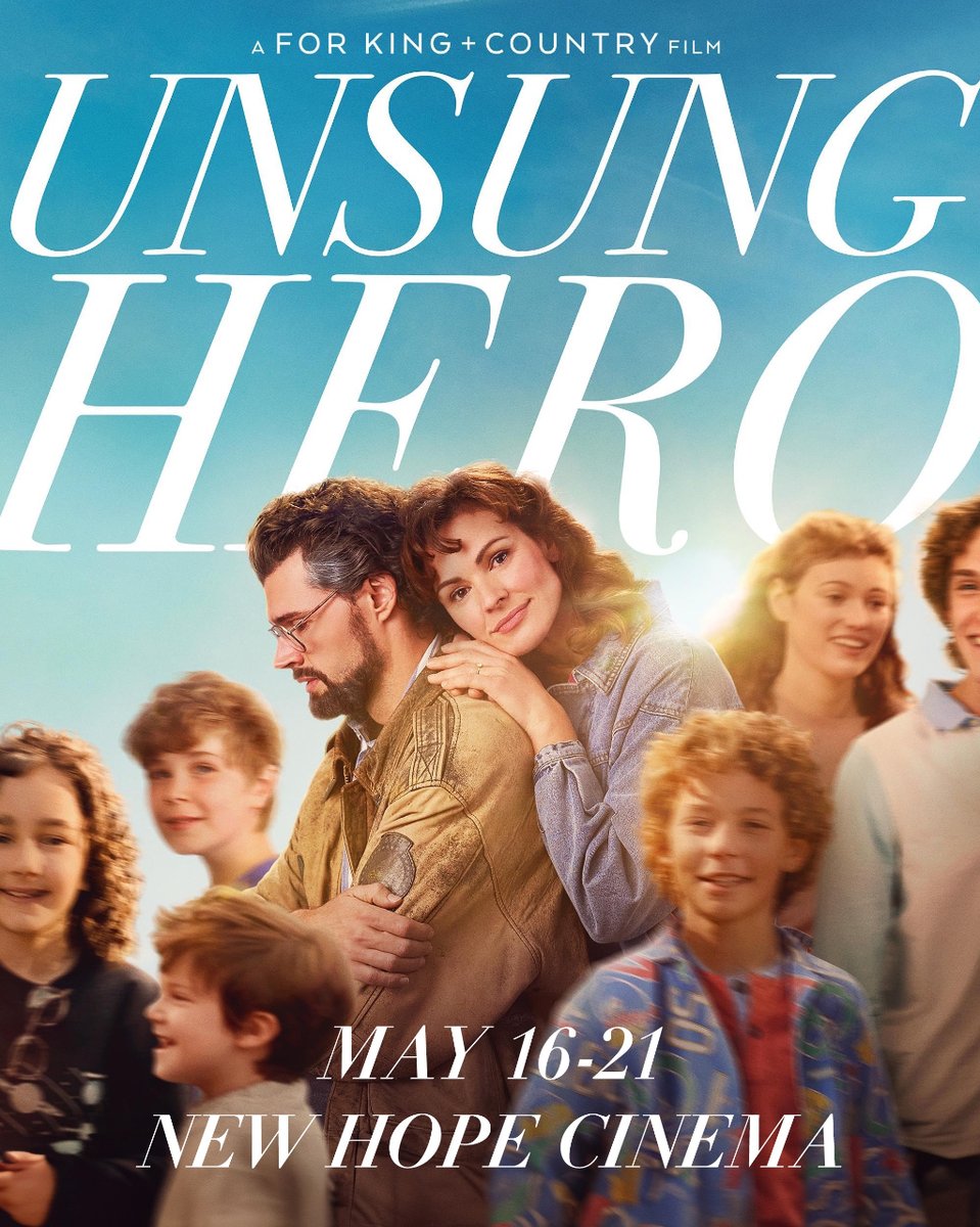 🎵🎥 Lights, camera, action! Join the Smallbone family's incredible adventure from Australia to America in UNSUNG HERO, tonight at 7:30 PM at New Hope Cinema. It's a feel-good flick you can’t miss! #FamilyFilmNight #UnsungHeroMovie