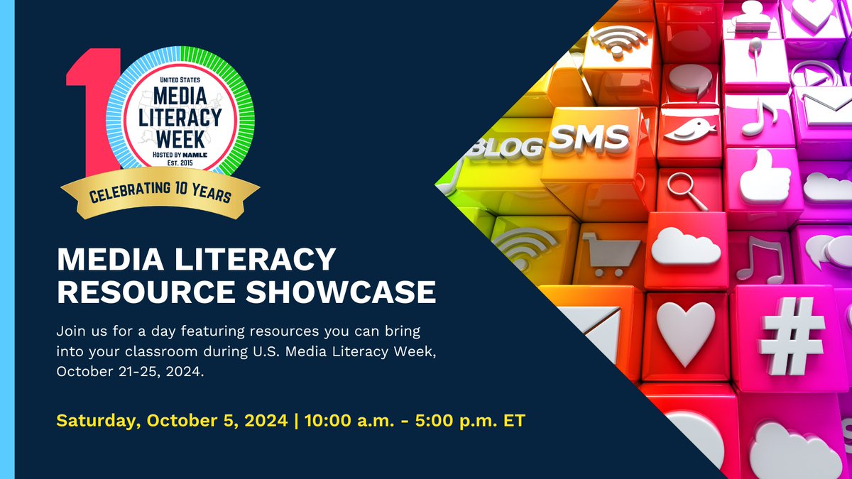 Do you have a tried & true #MediaLiteracy resource or activity? Showcase your resource during our first-ever virtual Media Literacy Resource Showcase ahead of #MediaLiteracyWeek 👏 Submit before 8/1 at 11:59 pm PT 🔗 ow.ly/iih250Riu7L. Learn more 👉 ow.ly/YErT50Riu7J