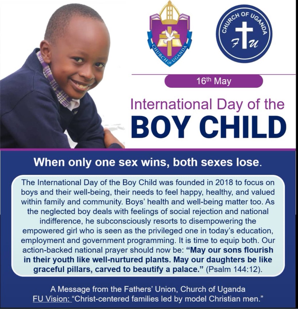 Still celebrating the International Day of #BoyChild, we want to extend our great thanks to @ChurchofUganda_ for fostering discussions around #EmpoweringBoys through it's leaders. It's true the boys' well-being in health, access to needs, social support and Education are....