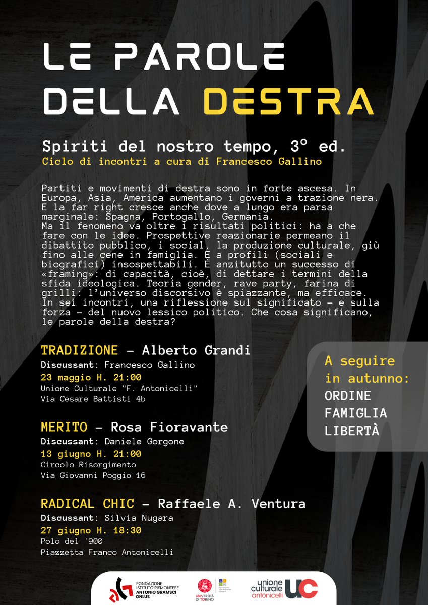 A giovedì in UC per il primo incontro di una serie di approfondimenti di cui sentiamo il bisogno.