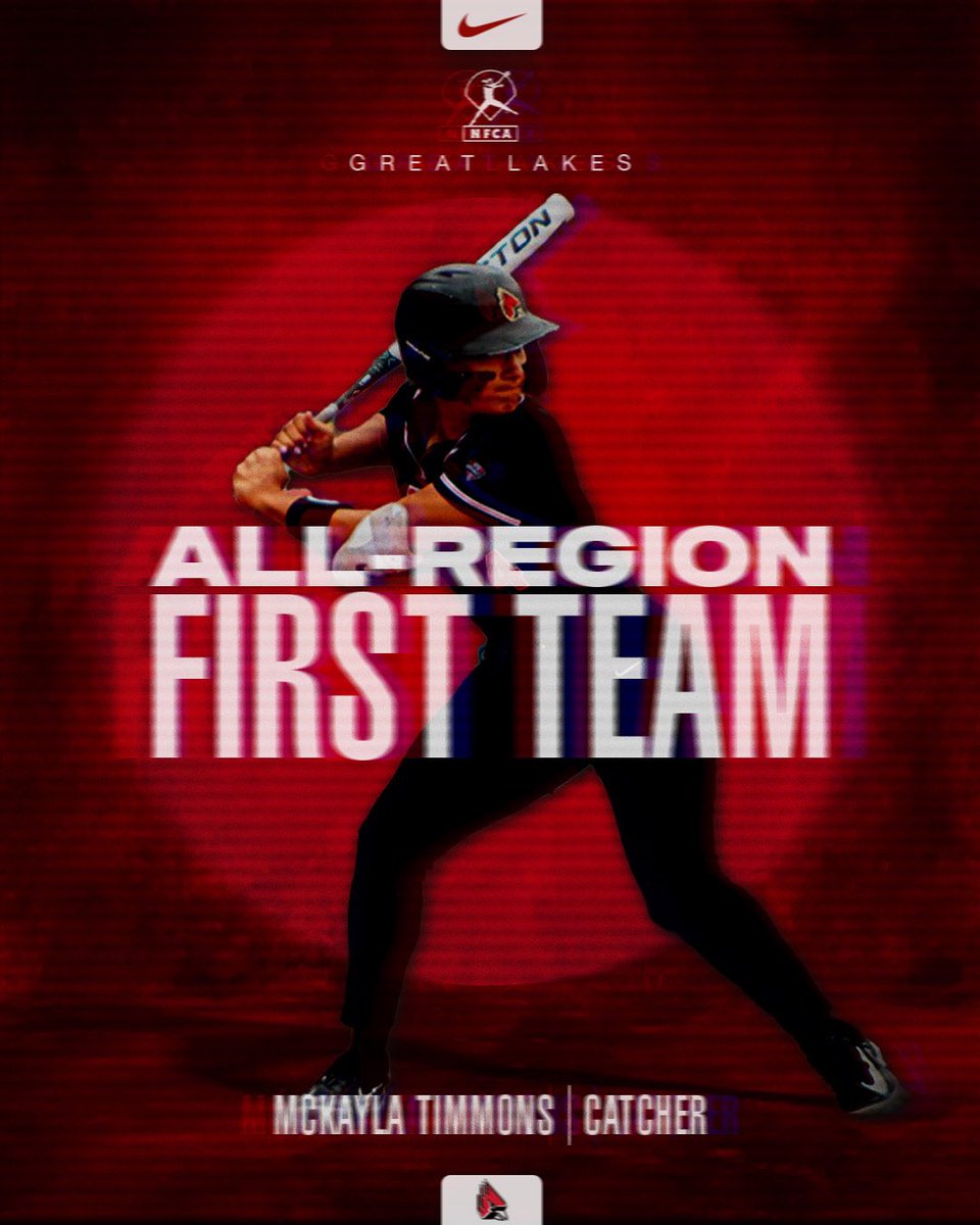 Congrats to @timmons_mckayla on earning @NFCAorg All-Great Lakes Region First Team honors Timmons earns the honor after batting .402 for the Cardinals w/a single season record 25 home runs 📰: bit.ly/3UJ1HU2 #ChirpChirp x #WeFly x #MACtion