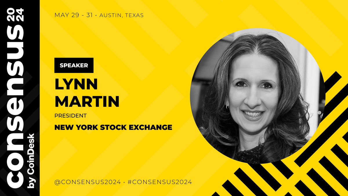 📈 How is the @NYSE shaping the future of the financial markets? Join @lynnmartin, the president leading the exchange, at #Consensus2024 to hear insights from a leader transforming global finance. Explore our full speaker lineup: consesnsus2024.coindesk.com/speakers/?term…