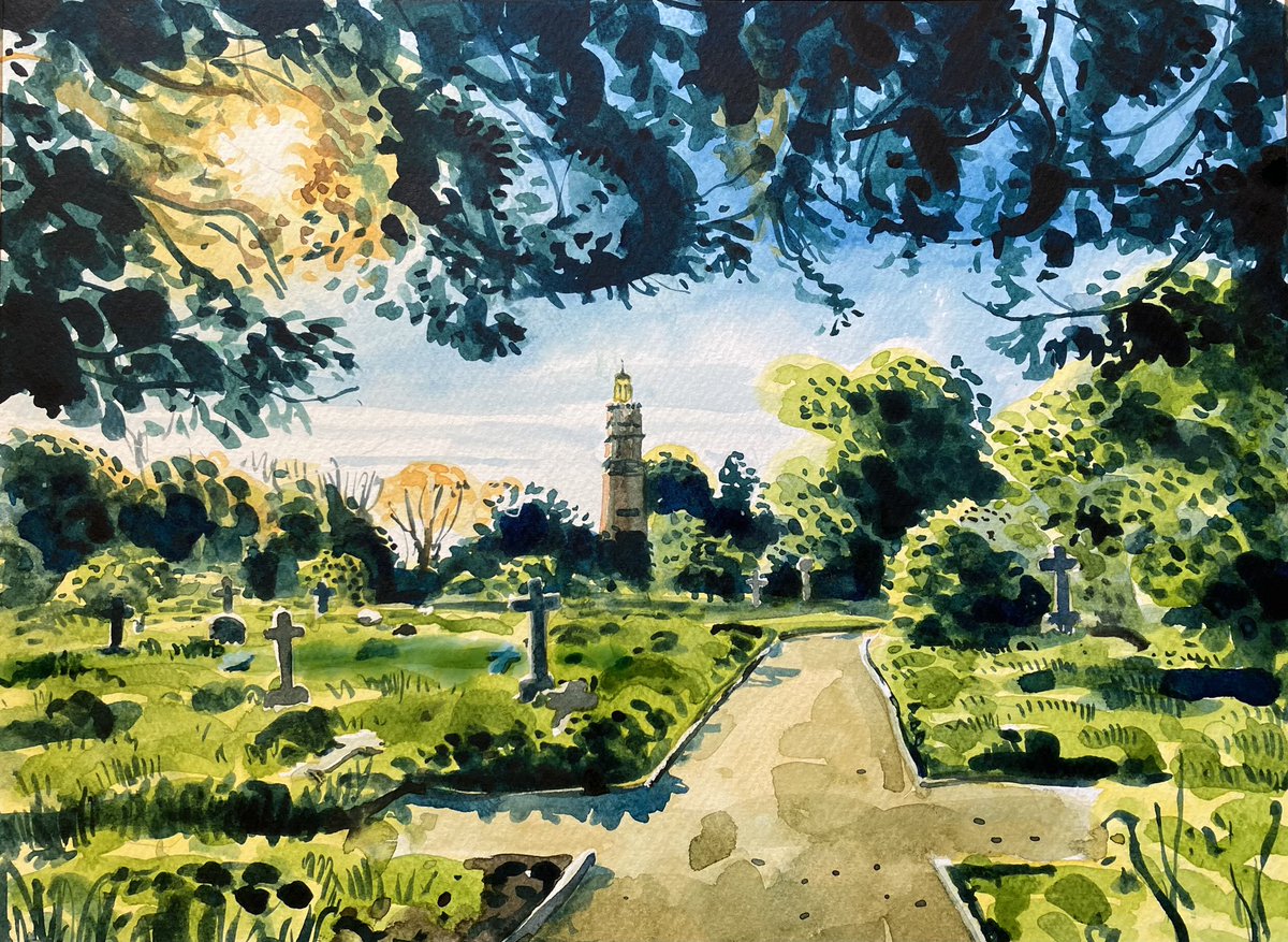 Lansdown cemetery, Beckford’s tower #watercolour