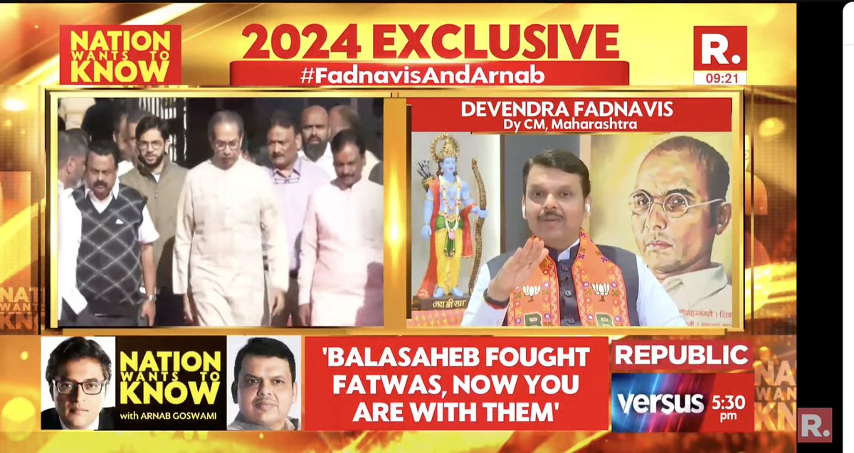 #FadnavisAndArnab | 'Uddhav Thackeray-led Shiv Sena is behind the pseudo-secular vote bank': Deputy Chief Minister of Maharashtra Devendra Fadnavis (@Dev_Fadnavis) Watch the Biggest Election Interview on Nation Wants To Know with Arnab - youtube.com/watch?v=D0VJVh…