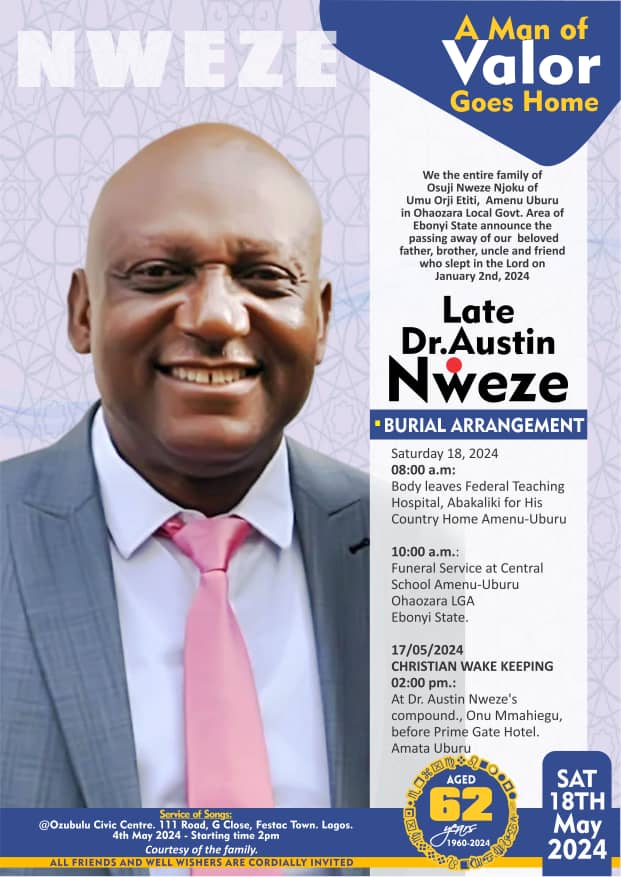 Ije oma, Dr. Austin Nweze!