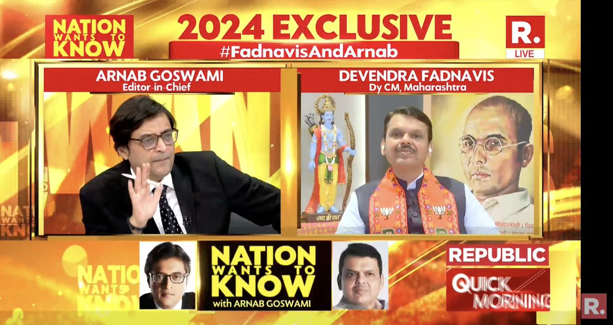 #FadnavisAndArnab | 'Ram Mandir is about our faith, it was not politics for us': Deputy Chief Minister of Maharashtra Devendra Fadnavis (@Dev_Fadnavis) Watch the Biggest Election Interview on Nation Wants To Know with Arnab - youtube.com/watch?v=D0VJVh… #NationWantsToKnow #BJP