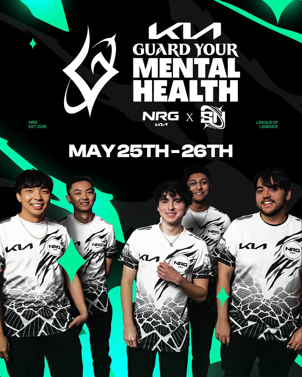 Let's game for good!

NRG Kia League and <a href="/GG_SUPERNOVA/">Supernova</a> are proud to announce <a href="/Kia/">Kia America</a>'s Guard Your Mental Health Charity Event.

We're here to bring the positive mental NRG this off-season, with all event proceeds going to <a href="/GuardiansMH/">Guardians Mental Health</a>.
