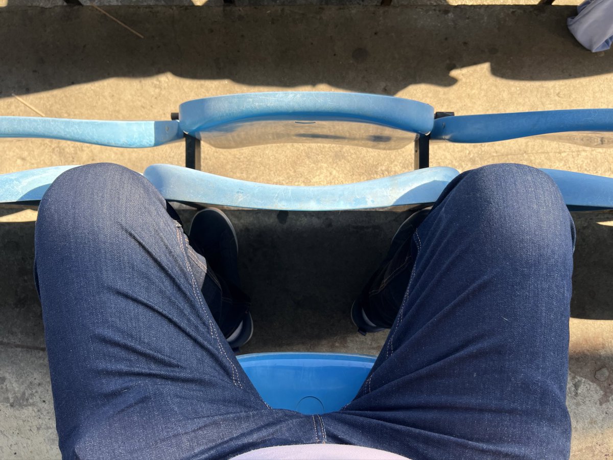 At the Posh today watching a mate play in a charity match. Blimey, people complain about the leg room at Old Trafford. 😂