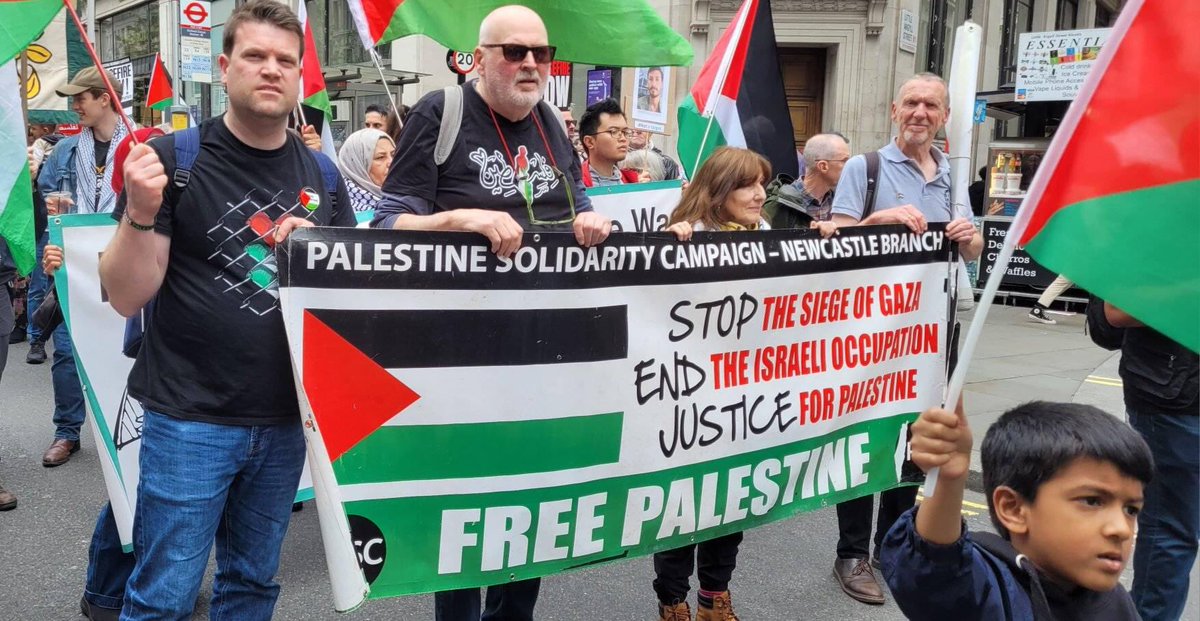 We marched in London today. It was uplifting for #Newcastle #Durham @PSCupdates to be part of another massive national demonstration demanding a #ceasefireNOW and freedom for #Palestine 👏🏼✊🏽 #Nakba76