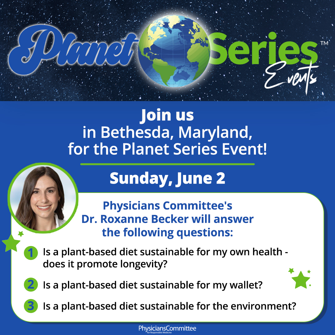 Physicians Committee's Dr. Roxanne Becker will speak at this year's Planet Series Maryland event! Learn more at planetseriesevents.org/maryland/