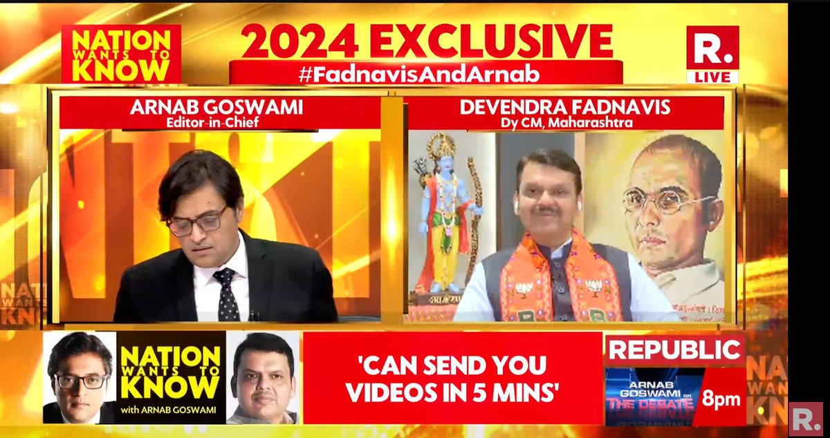 #FadnavisAndArnab | 'I told my party that I want to focus on Maharashtra and won't go out of the state till elections in the state are over. Before elections started, I travelled across the Nation wherever party sent me...': Deputy Chief Minister of Maharashtra Devendra Fadnavis