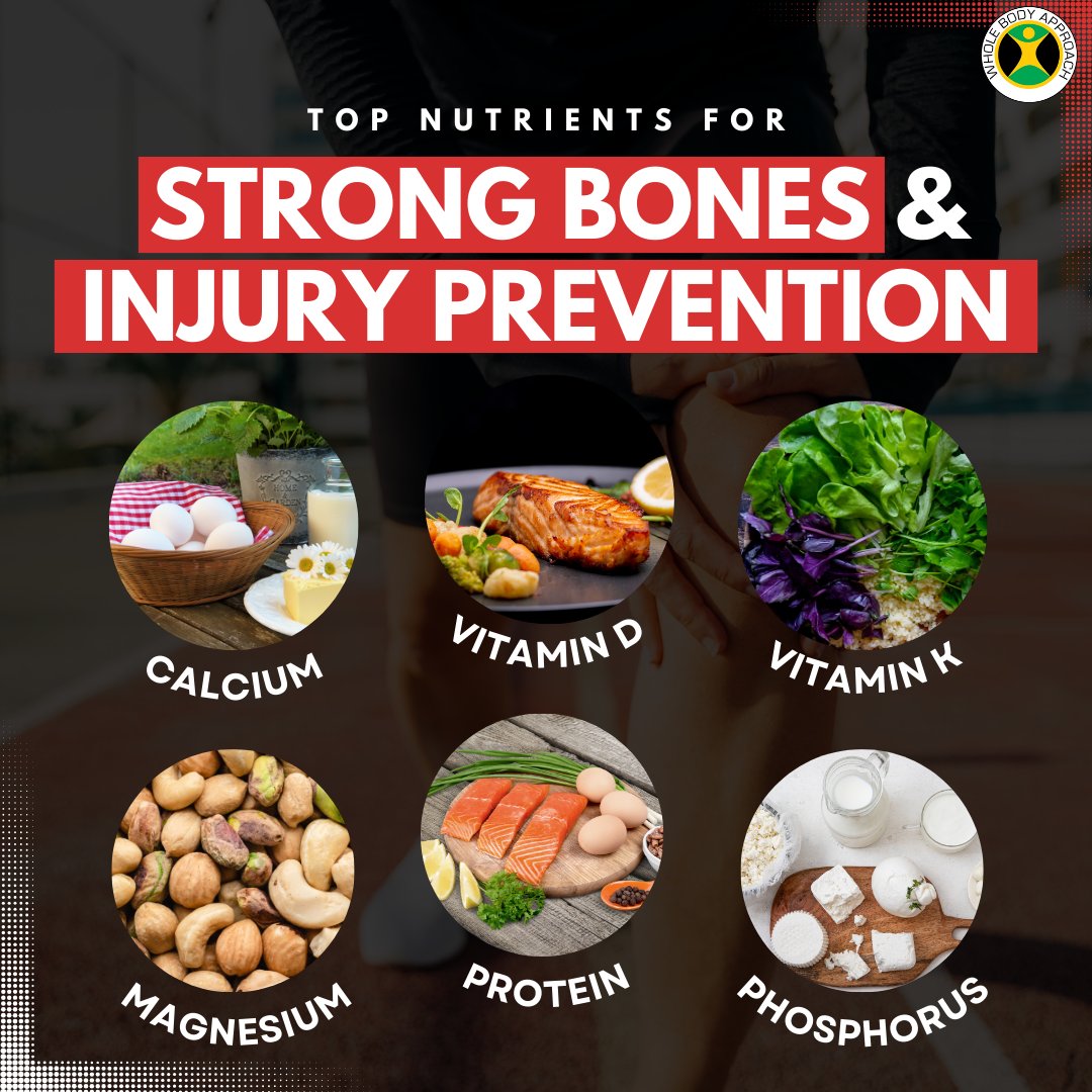 Unlock Stronger Bones and Injury Resistance with These Top Nutrients 🦴💪 #BoneHealth #InjuryPrevention #NutritionTips #StrongBones #Calcium #VitaminD #VitaminK #Magnesium #Protein #Phosphorus #HealthyDiet #FitnessJourney #WellnessWednesday #HealthyLiving #NutrientRich