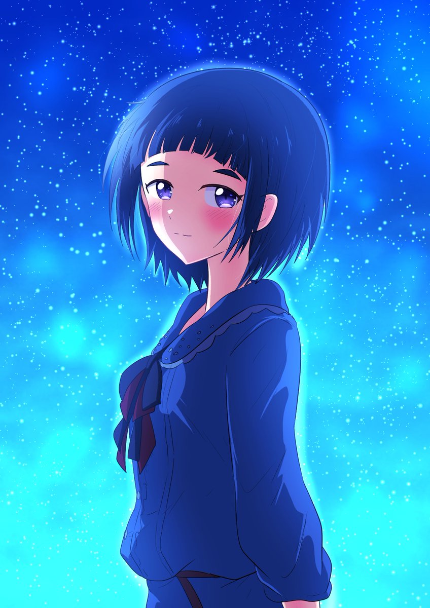 1girl solo looking at viewer blush smile short hair blue eyes  illustration images