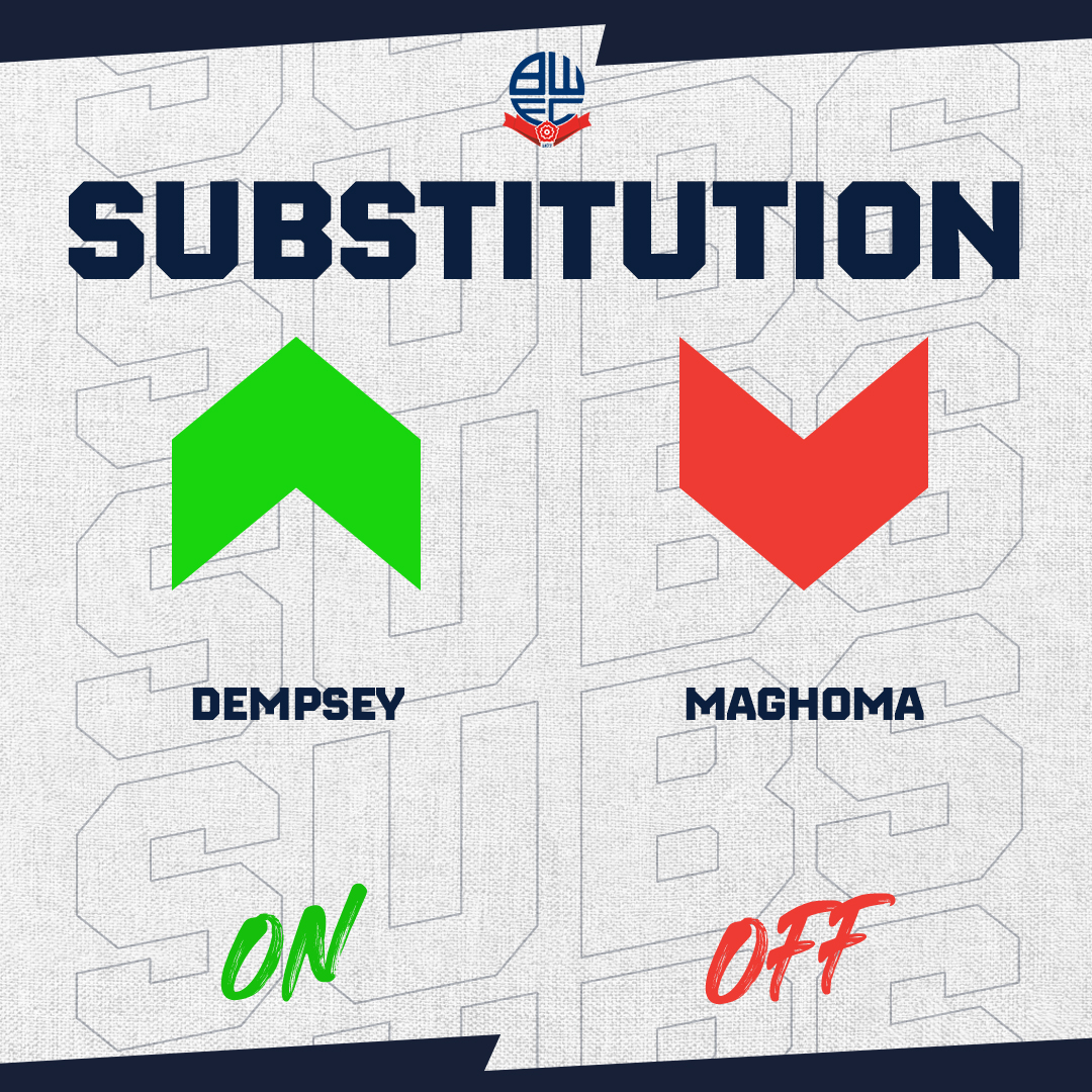 🔁 Early change for us as Paris goes down and is replaced. Demps on in his place. [0-2] 49' #bwfc