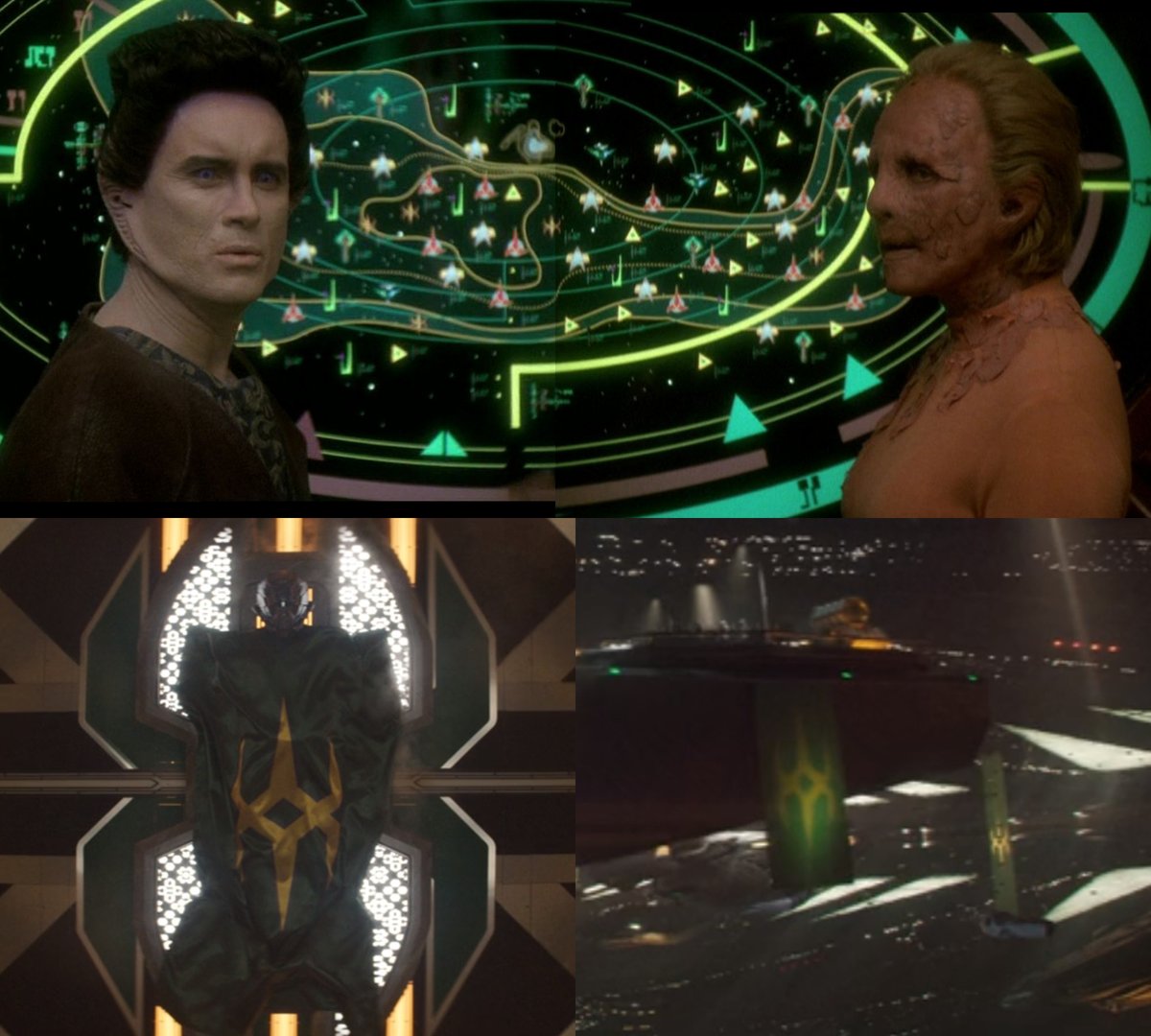 Between #StarTrekTNG's 'The Loss' in 1990 and the end of #StarTrekENT in 2005, all we saw of the Breen emblem were these tiny, blurry logos in #StarTrekDS9's 'The Dogs of War'⬆️. Now #StarTrekDiscovery's 'Labyrinths'⬇️ has given us a full Breen flag - I love it! :-)