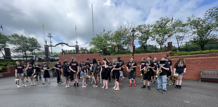 BSMSDevils's tweet photo. BSMS Band performed at Kemnywood this morning and are ready to take on the rides! https://t.co/UgR4rPmfHv
