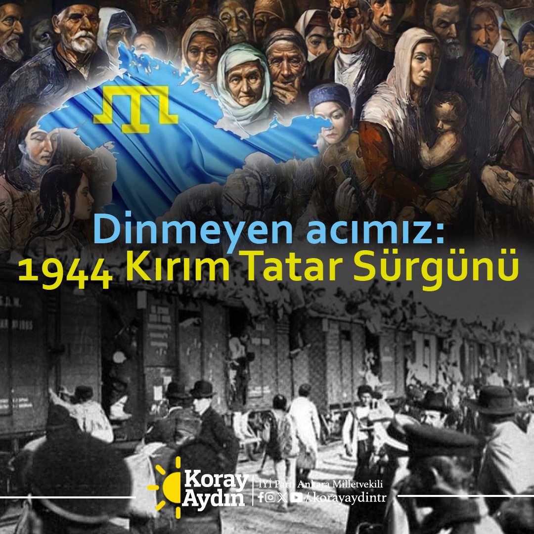 Tam 80 yıl önce bugün, #18Mayıs1944'te, Kırım Türk'ü soydaşlarımız, Sovyet Rusya yönetimi tarafından çoluk, çocuk, kadın, yaşlı, hasta demeden özvatanlarından zorla koparılıp hayvan vagonlarında sürgün edilmiştir. İnsanlık dışı şartlarda gerçekleşen bu sürgün sırasında yaklaşık