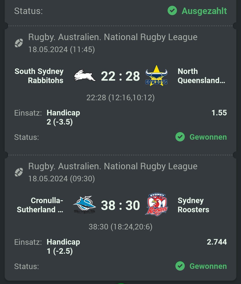 info_oddsoracle's tweet photo. Rugby...
Analysiert,Maximiert, abkassiert.
#oddsoracle
#sportsbettingadvice
#sportwetten
#twitterbet
#NRL https://t.co/J8nEIA1ONF