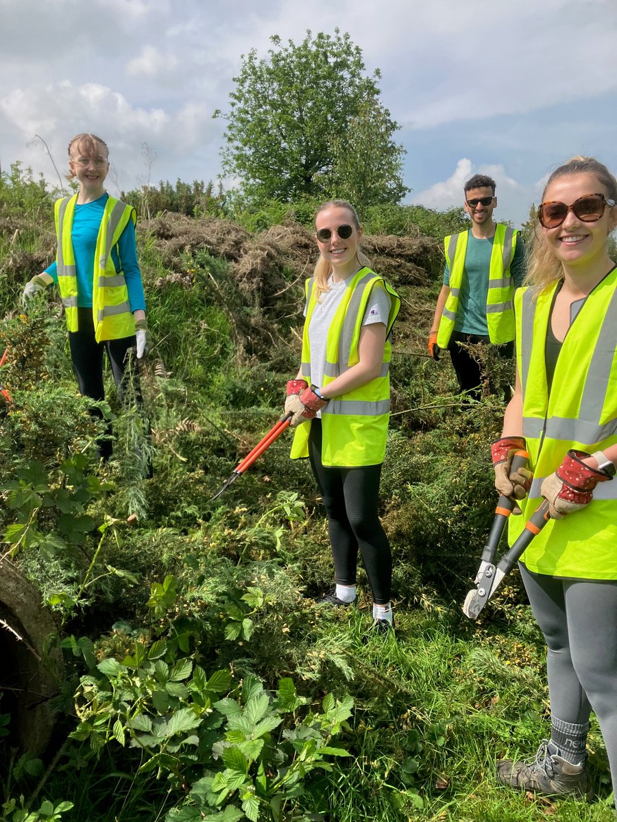 LHCRT1's tweet photo. A huge group of 20 volunteers from @PwC_UK in Birmingham, came to help us at Summerhill. They worked in the canal bed, removing the gorse and brambles, which should not be there. (They left plenty of gorse with flowers, on the upper sides of the canal bank.)
Thanks to #PwCOFOD! https://t.co/ANxx4fJfi0