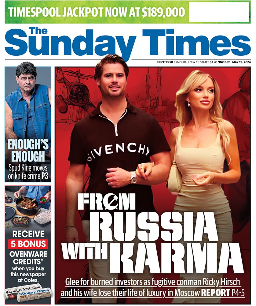 The front page of tomorrow's The Sunday Times.