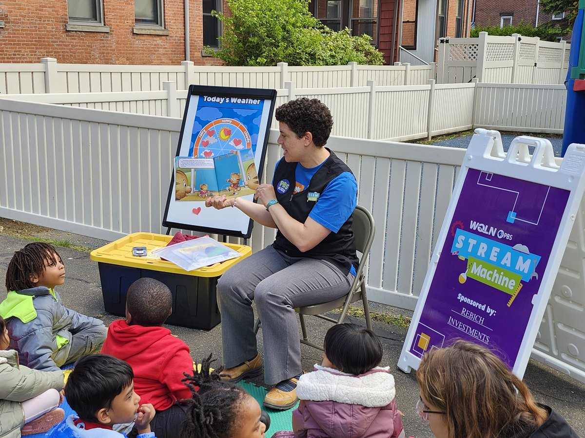 Just wrapped up an amazing visit to Saint Benedict Center's Preschool with our STREAM Machine! 🌦️🌈 The kiddos loved learning about the weather. Check out these sweet moments! #WQLN #PBSKIDS #STREAMMachine #Weather #Education