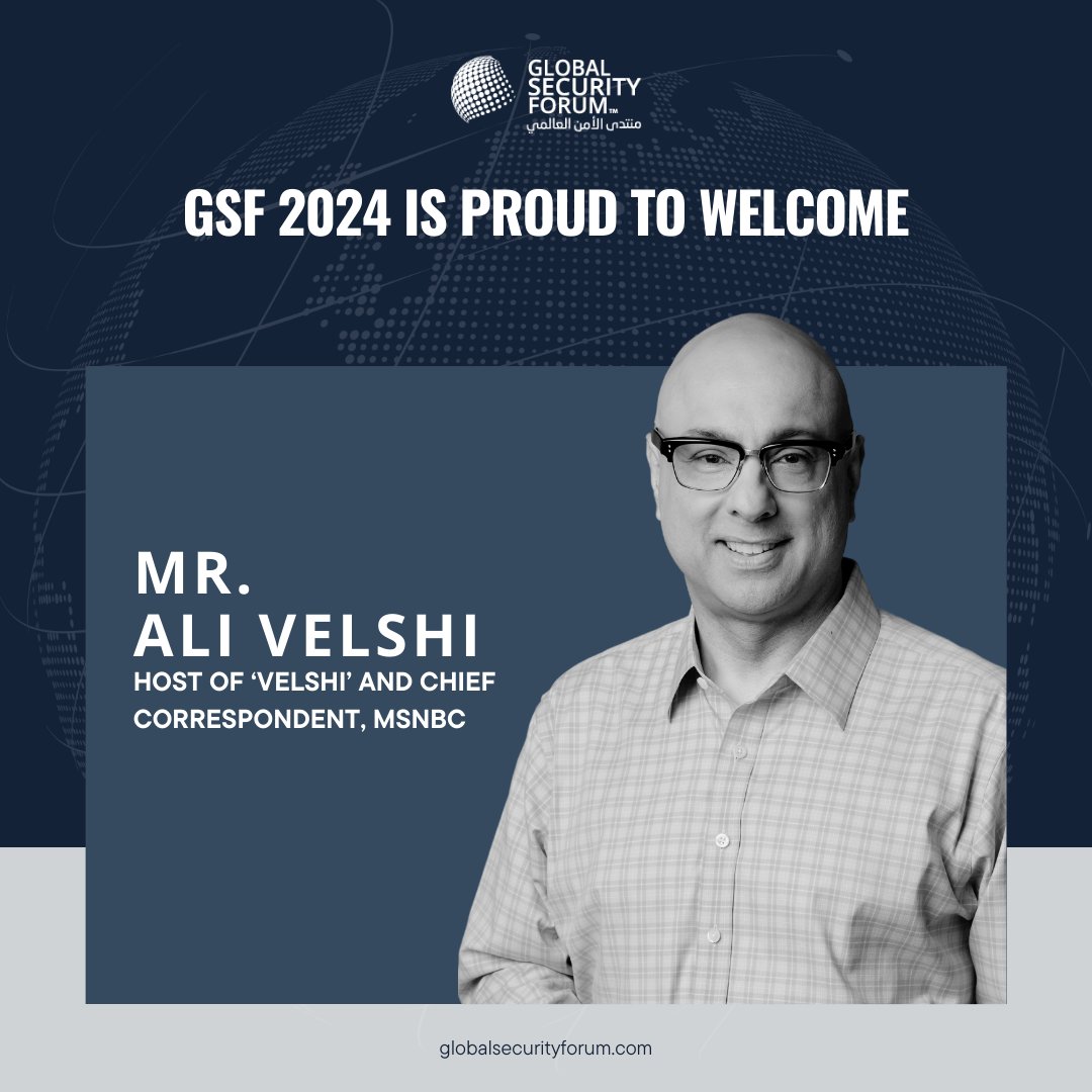 We are honored to welcome to the 2024 Global Security Forum Mr. Ali Velshi, Host of 'Velshi' and Chief Correspondent for MSNBC.

#GSF2024 @VelshiMSNBC