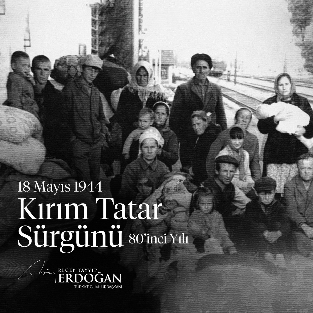 Bugün Kırım Tatar Sürgünü'nün 80'inci yıl dönümü... Kırım Tatarı kardeşlerimizi ana yurtlarından kopartan, bugün hâlâ acısını kalbimizde hissettiğimiz büyük acılara neden olan bu elim hadiseyi hüzünle yâd ediyor, hayatını kaybeden soydaşlarımıza Allah'tan rahmet diliyorum.