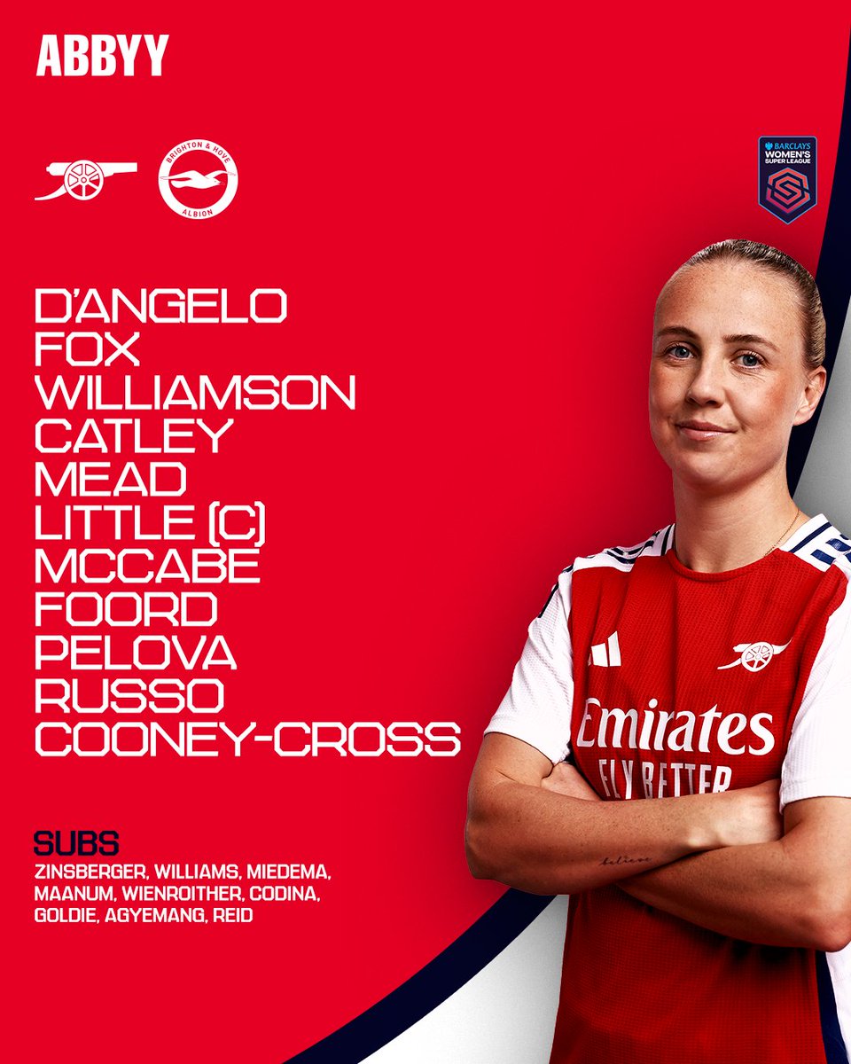 ArsenalWFC's tweet photo. 🔴 𝗧𝗘𝗔𝗠𝙉𝙀𝙒𝙎 ⚪️

🇺🇸 @___emilyfox at right back 
🇦🇺 @kyracooneyx in midfield
🏴󠁧󠁢󠁥󠁮󠁧󠁿 @bmeado9 on the wing 

COME ON YOU GUNNERS! ✊ https://t.co/b12XxLJAOS