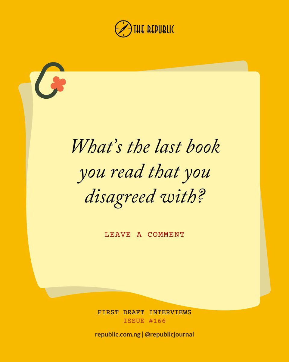 What’s the last book you read that you disagreed with? Helon Habila chose Akweke Emezie’s Dear Senturan. For Zainab Kuku, it was Sylvia Plath’s poem, Ariel. Wole Talabi settled on Ashlee Vance’s biography on Elon Musk. What about you? Comment below. republic.com.ng/april-may-2024…