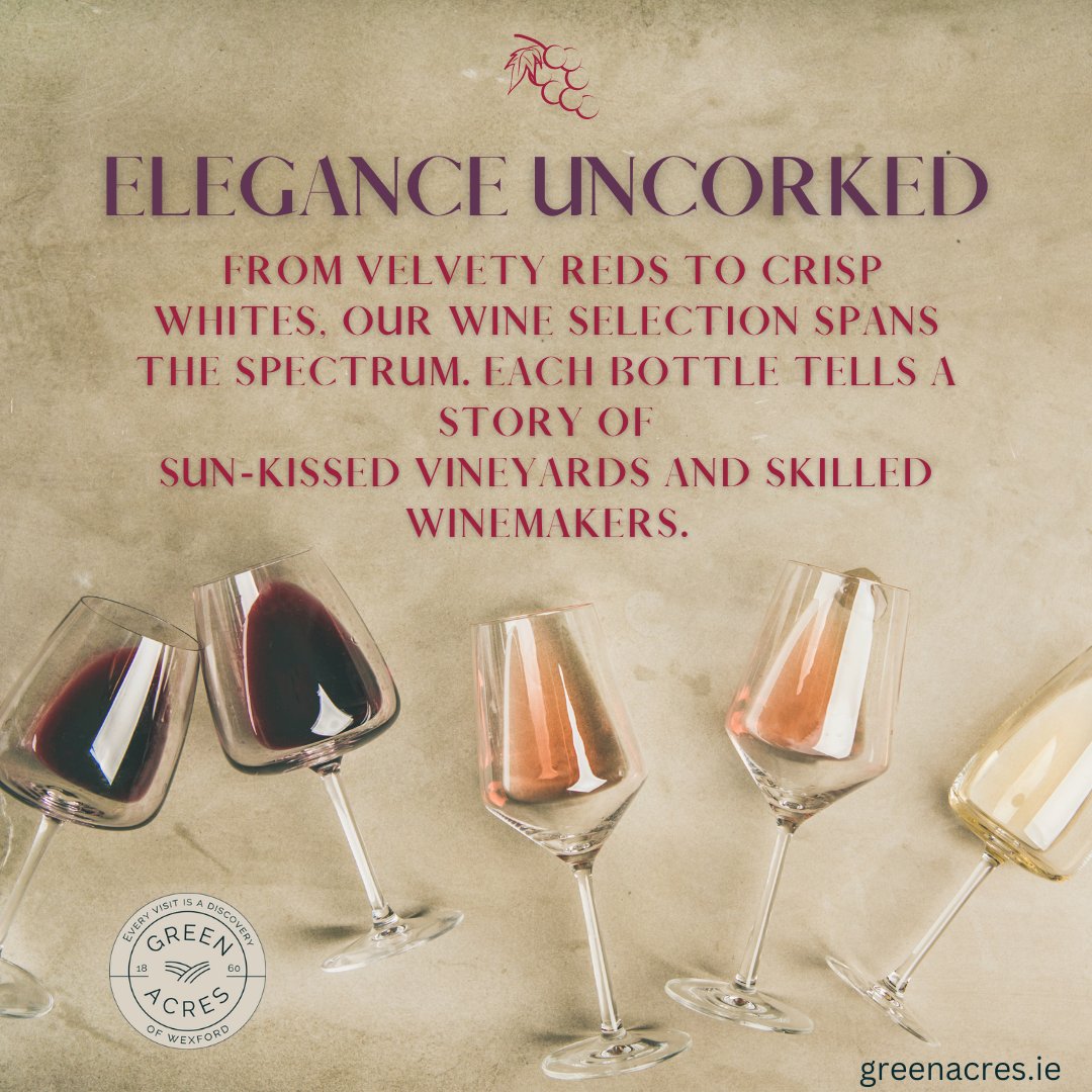 Wine is the artistry of flavour (3), the delicate dance between soil, sun, and grape that transforms mere fruit into a symphony for our senses #discoverwine #artofflavour #wineinwexford #greenacreswexford #winepairing  #wexfordtown #wineselection🍷#globalwines #cheeseplatters