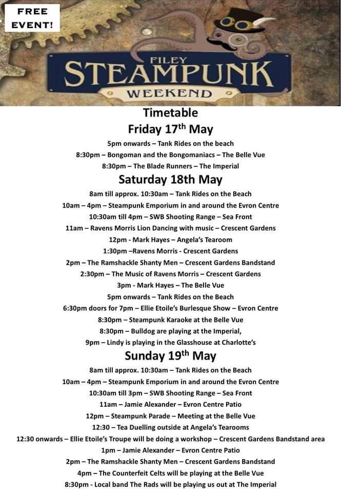Steampunk in #Filey this weekend, lots going on #Yorkshire #events #steampunk #weekend #northyorkshire